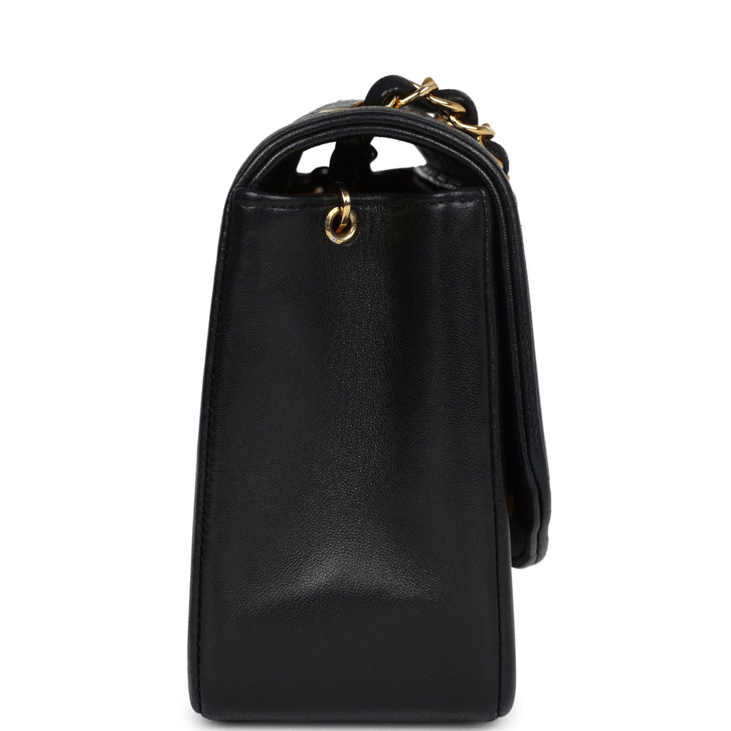 Chanel Vintage Small Diana Flap Bag Black Lambskin Gold Hardware