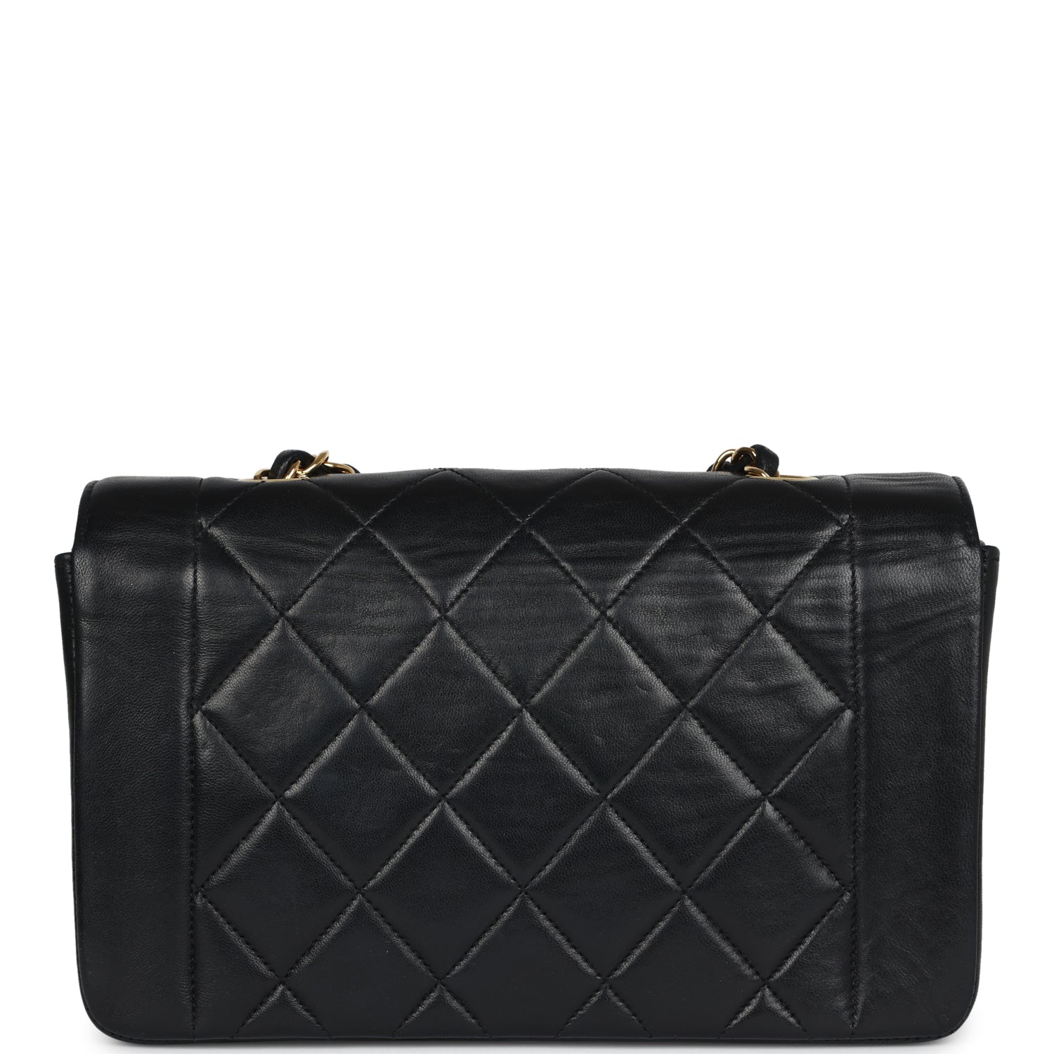 Chanel Vintage Small Diana Flap Bag Black Lambskin Gold Hardware