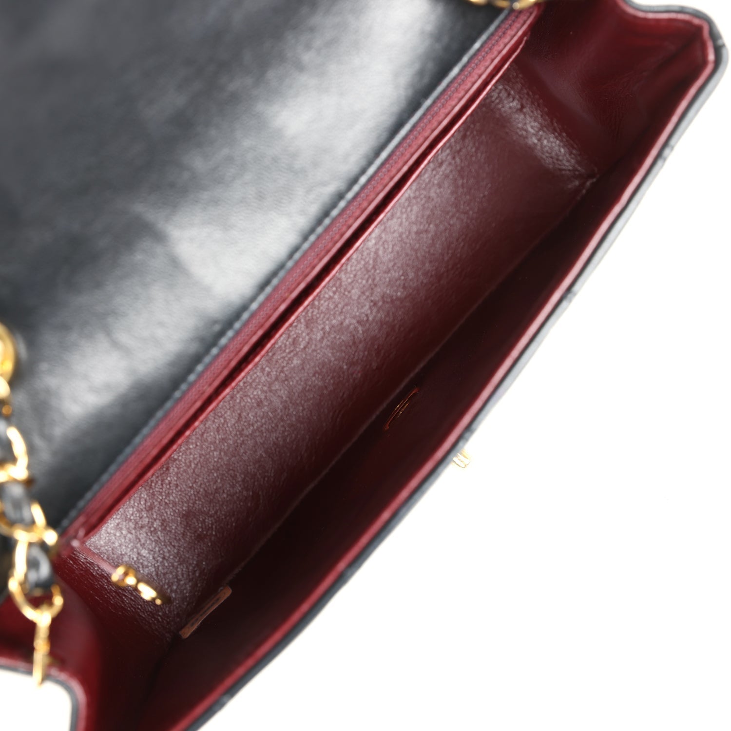 Chanel Vintage Small Diana Flap Bag Black Lambskin Gold Hardware