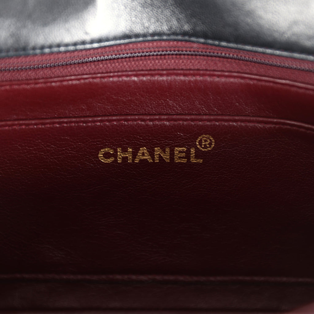Chanel Vintage Small Diana Flap Bag Black Lambskin Gold Hardware