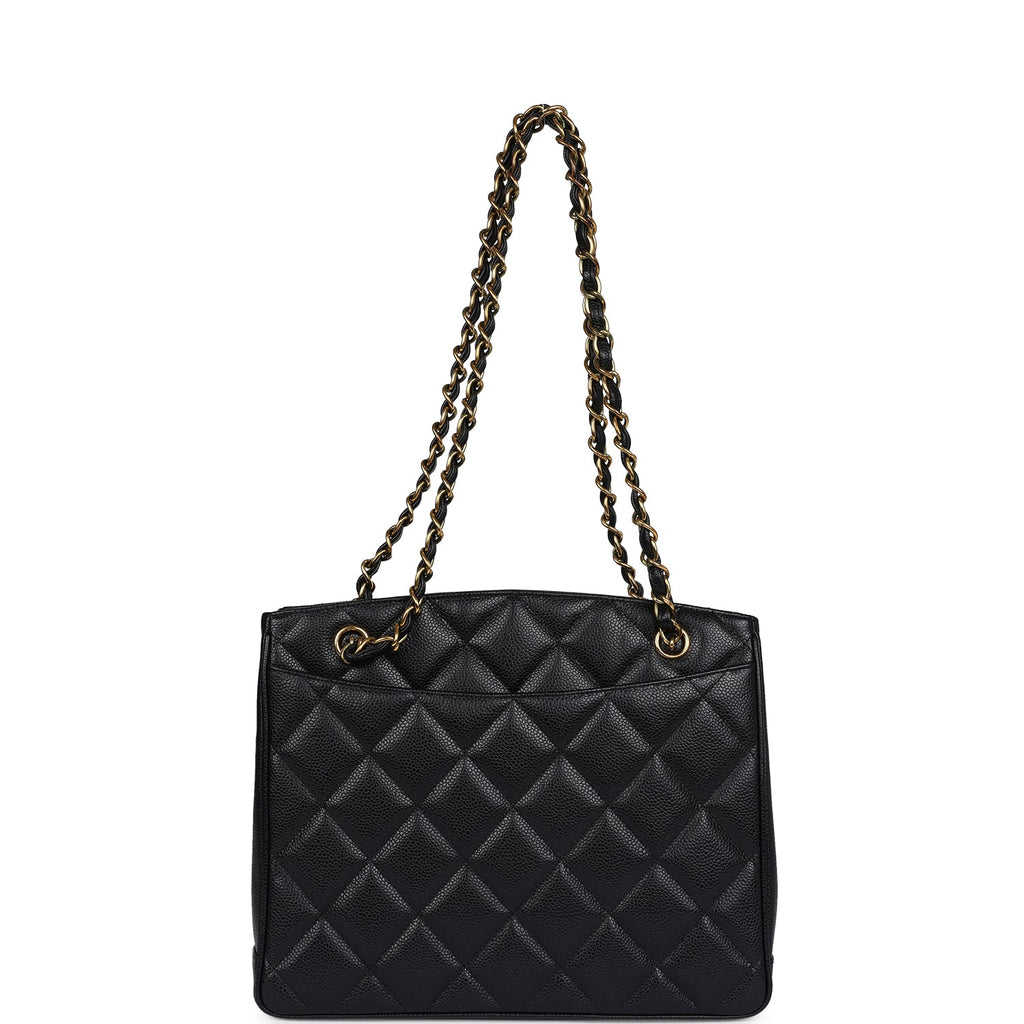 Chanel Vintage Medium CC Turnlock Tote Black Caviar Gold Hardware