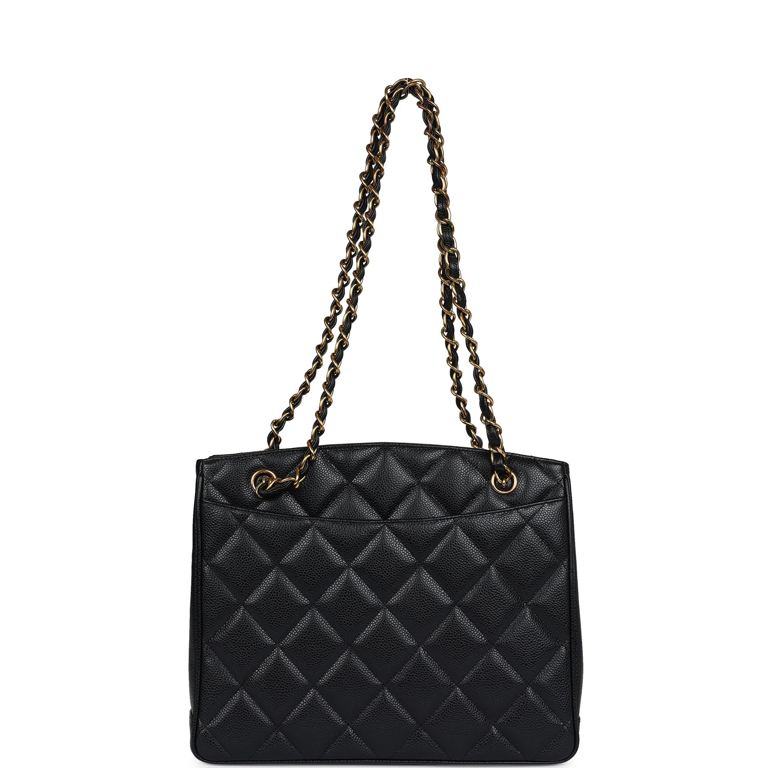 Chanel Vintage Medium CC Turnlock Tote Black Caviar Gold Hardware
