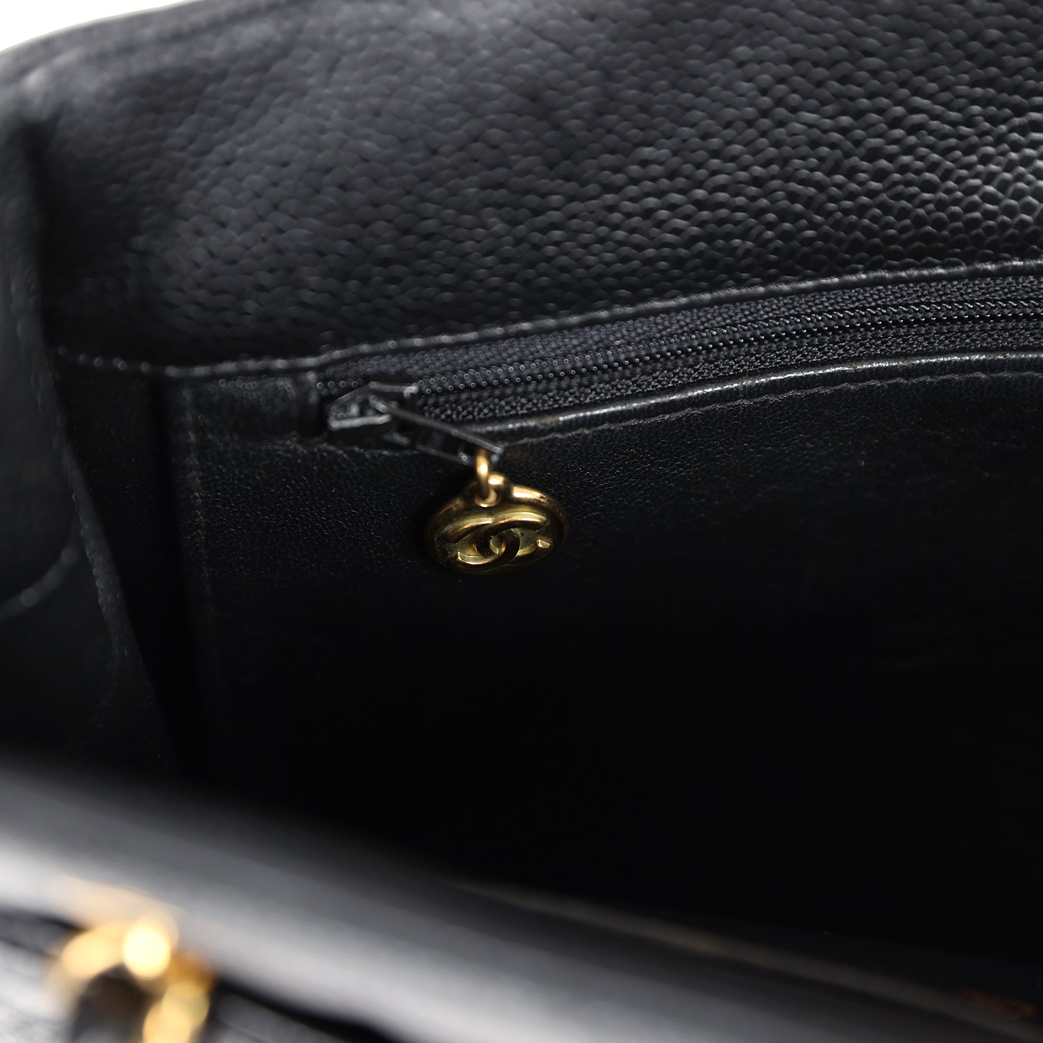 Chanel Vintage Medium CC Turnlock Tote Black Caviar Gold Hardware