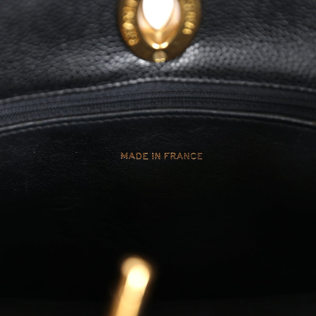 Chanel Vintage Medium CC Turnlock Tote Black Caviar Gold Hardware