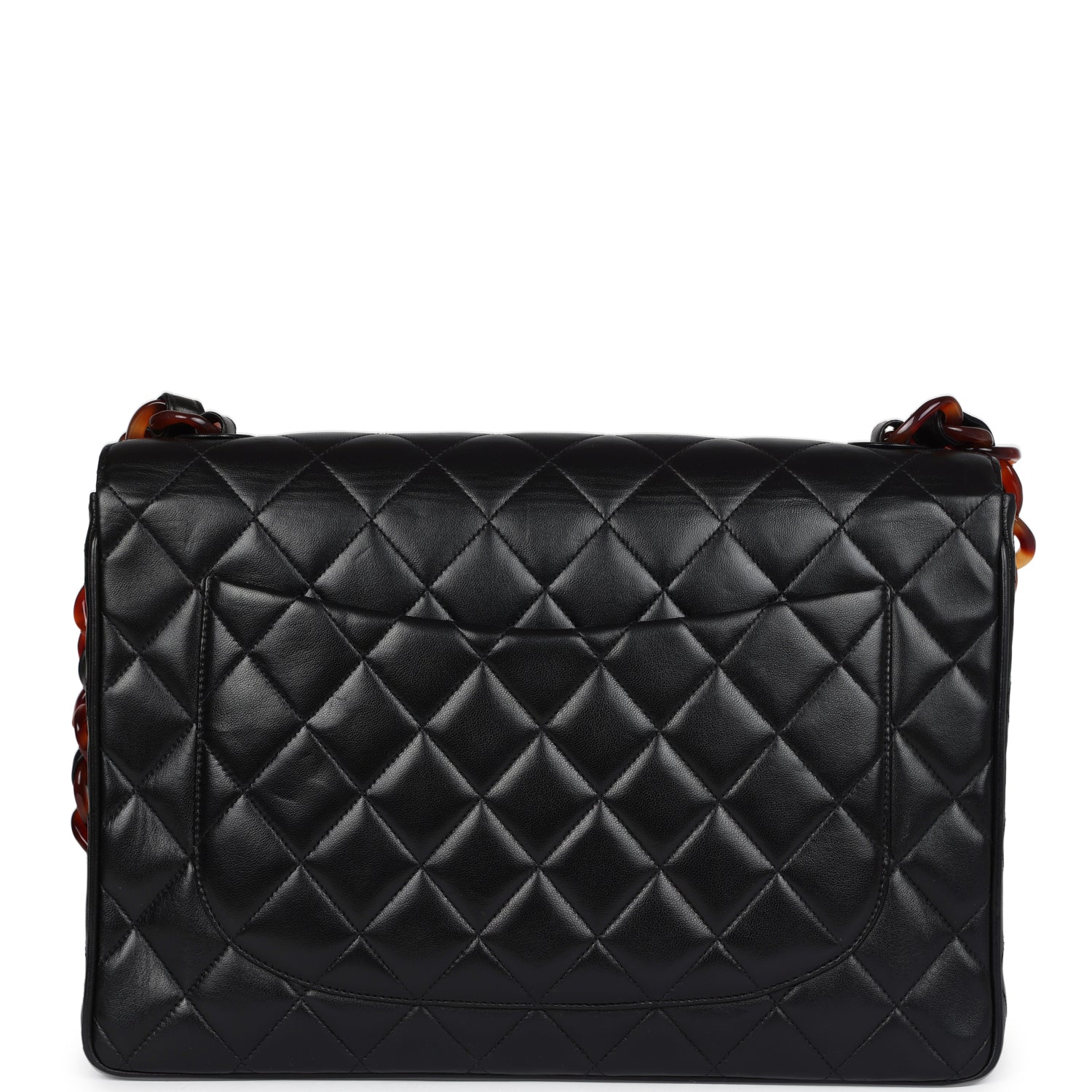 Chanel Vintage Jumbo Single Flap Bag Black Lambskin Tortoiseshell Hardware