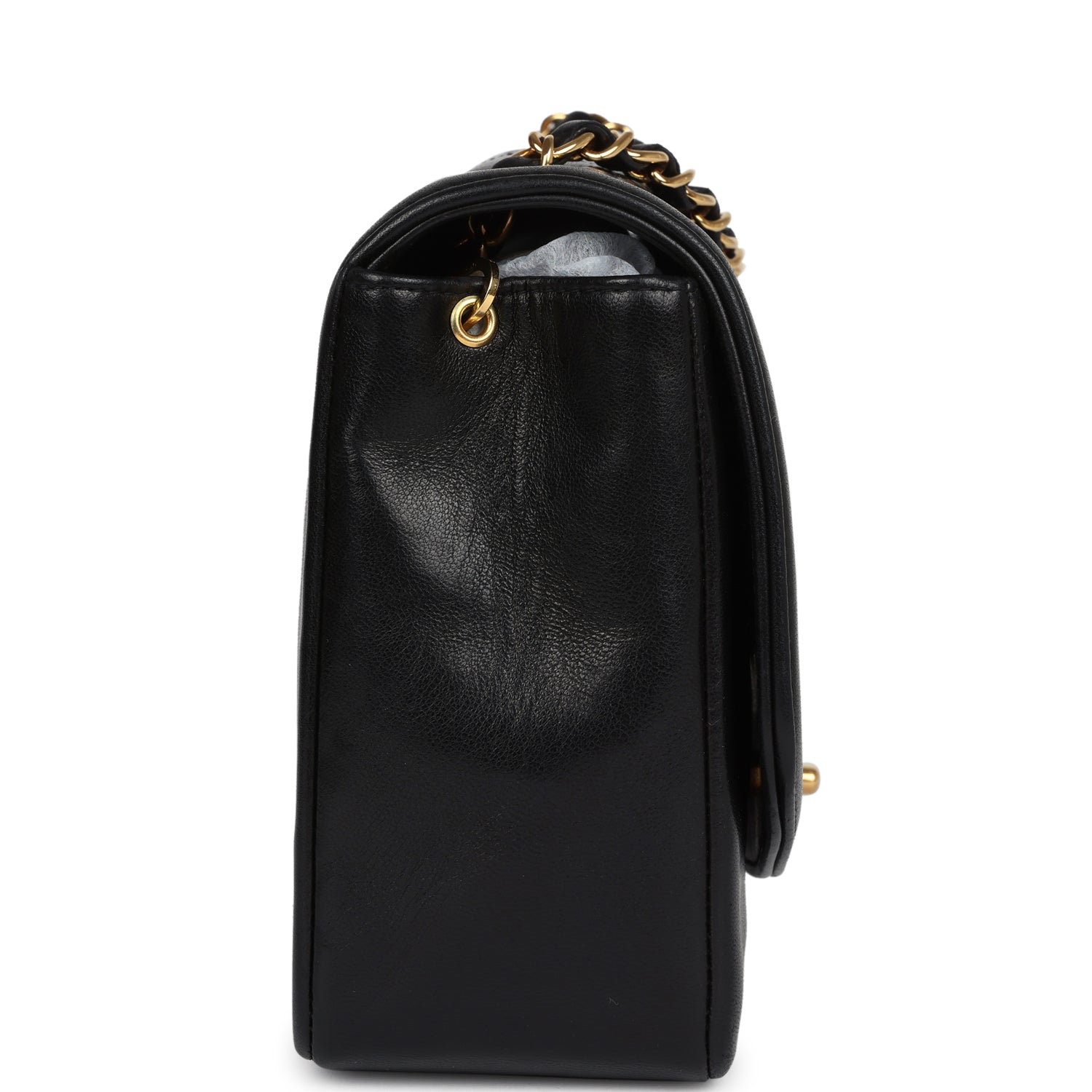 Chanel Vintage Medium Diana Flap Bag Black Lambskin Gold Hardware