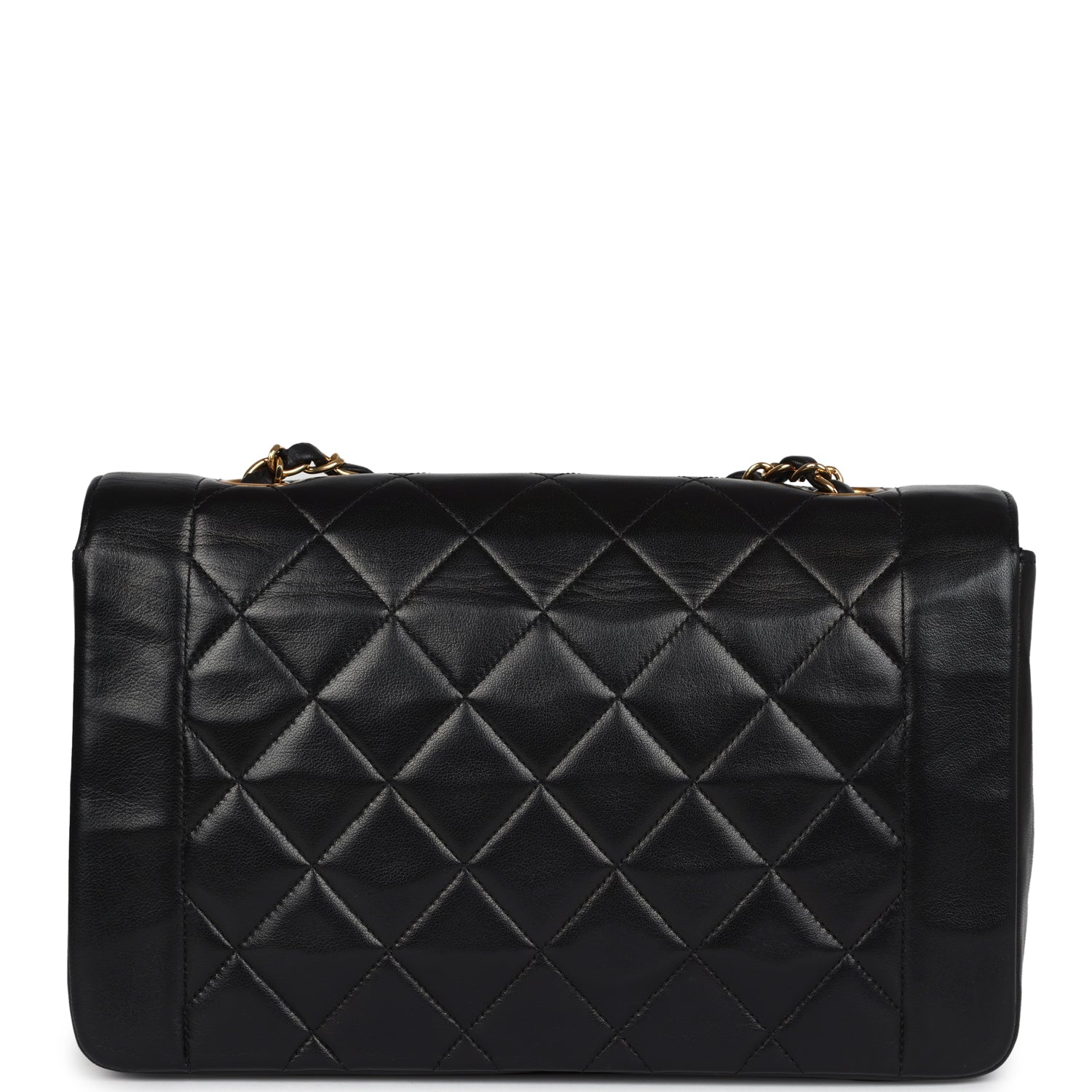 Chanel Vintage Medium Diana Flap Bag Black Lambskin Gold Hardware
