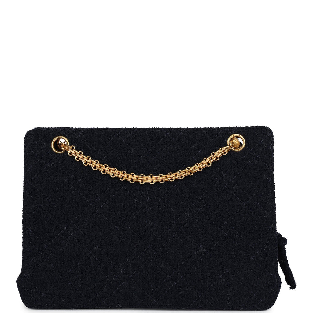 Chanel Vintage Shoulder Bag Navy Tweed Gold Hardware