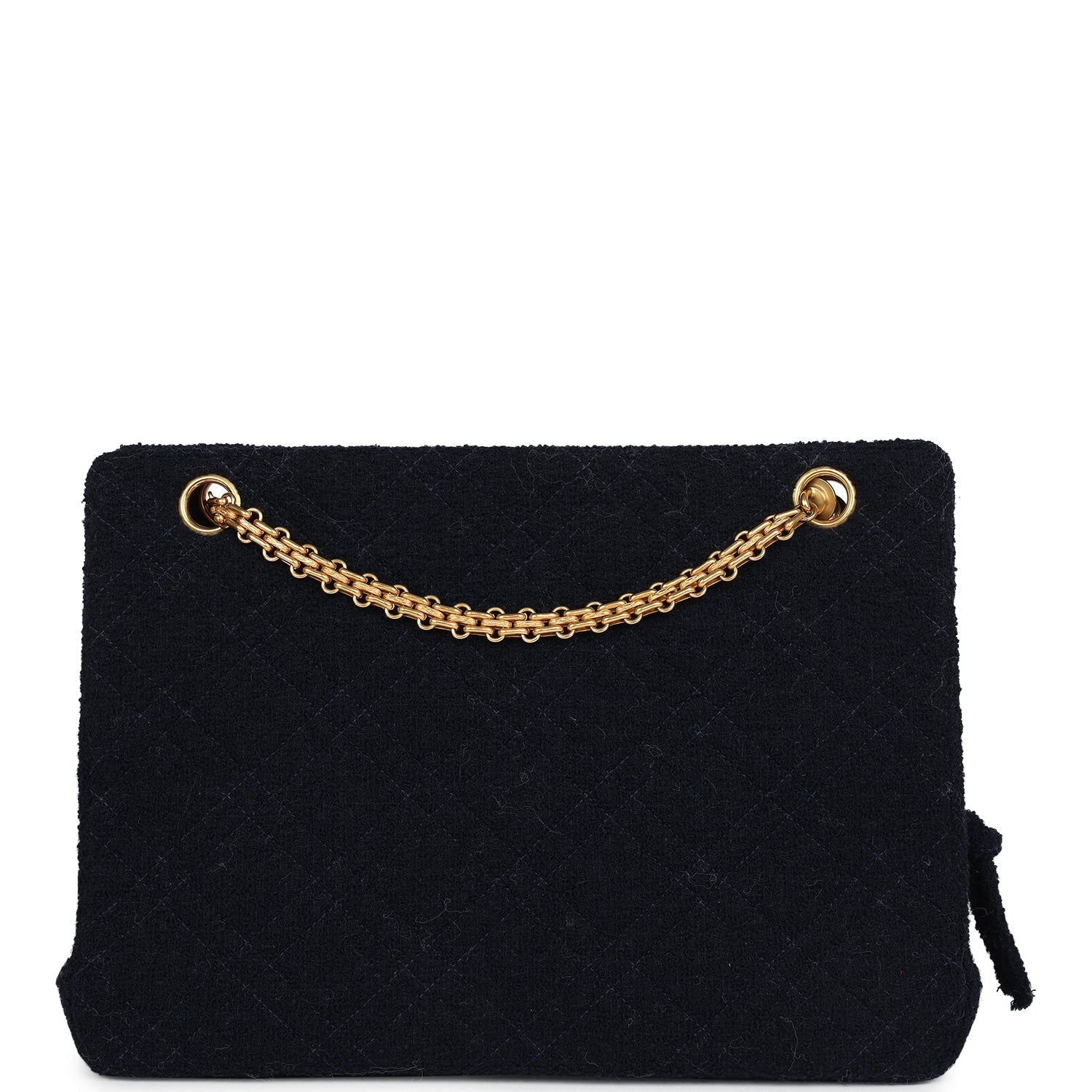 Chanel Vintage Shoulder Bag Navy Tweed Gold Hardware