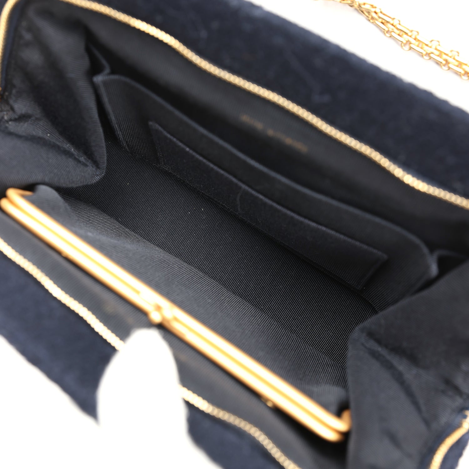 Chanel Vintage Shoulder Bag Navy Tweed Gold Hardware