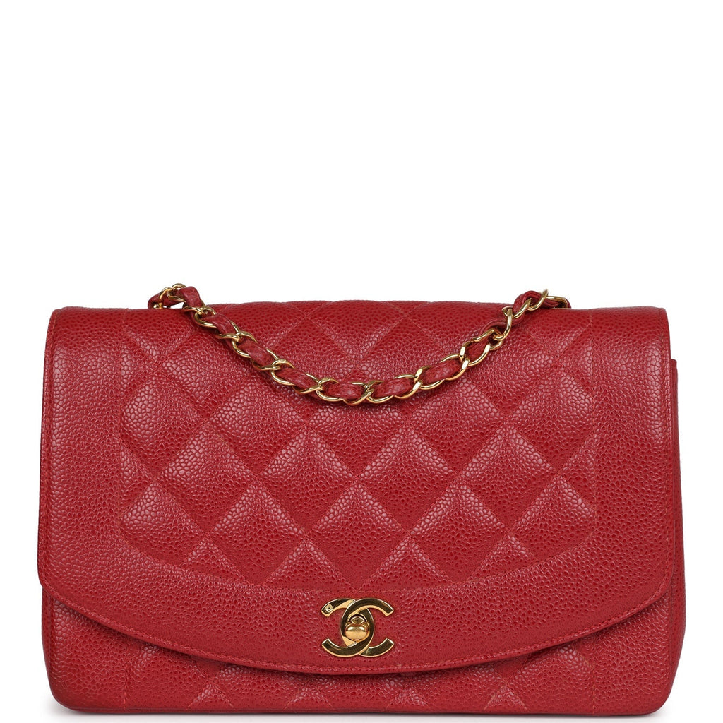 Chanel Vintage Medium Diana Flap Bag Red Caviar Gold Hardware