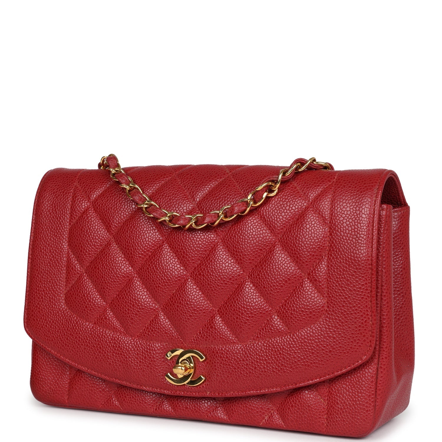 Chanel Vintage Medium Diana Flap Bag Red Caviar Gold Hardware