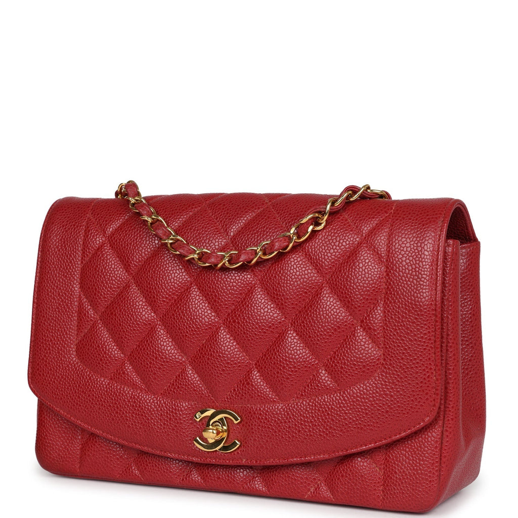 Chanel Vintage Medium Diana Flap Bag Red Caviar Gold Hardware