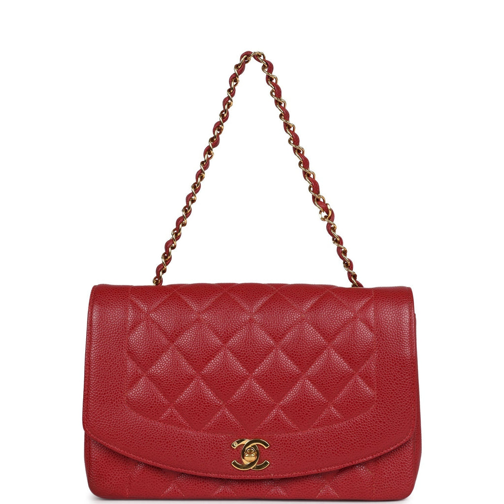 Chanel Vintage Medium Diana Flap Bag Red Caviar Gold Hardware