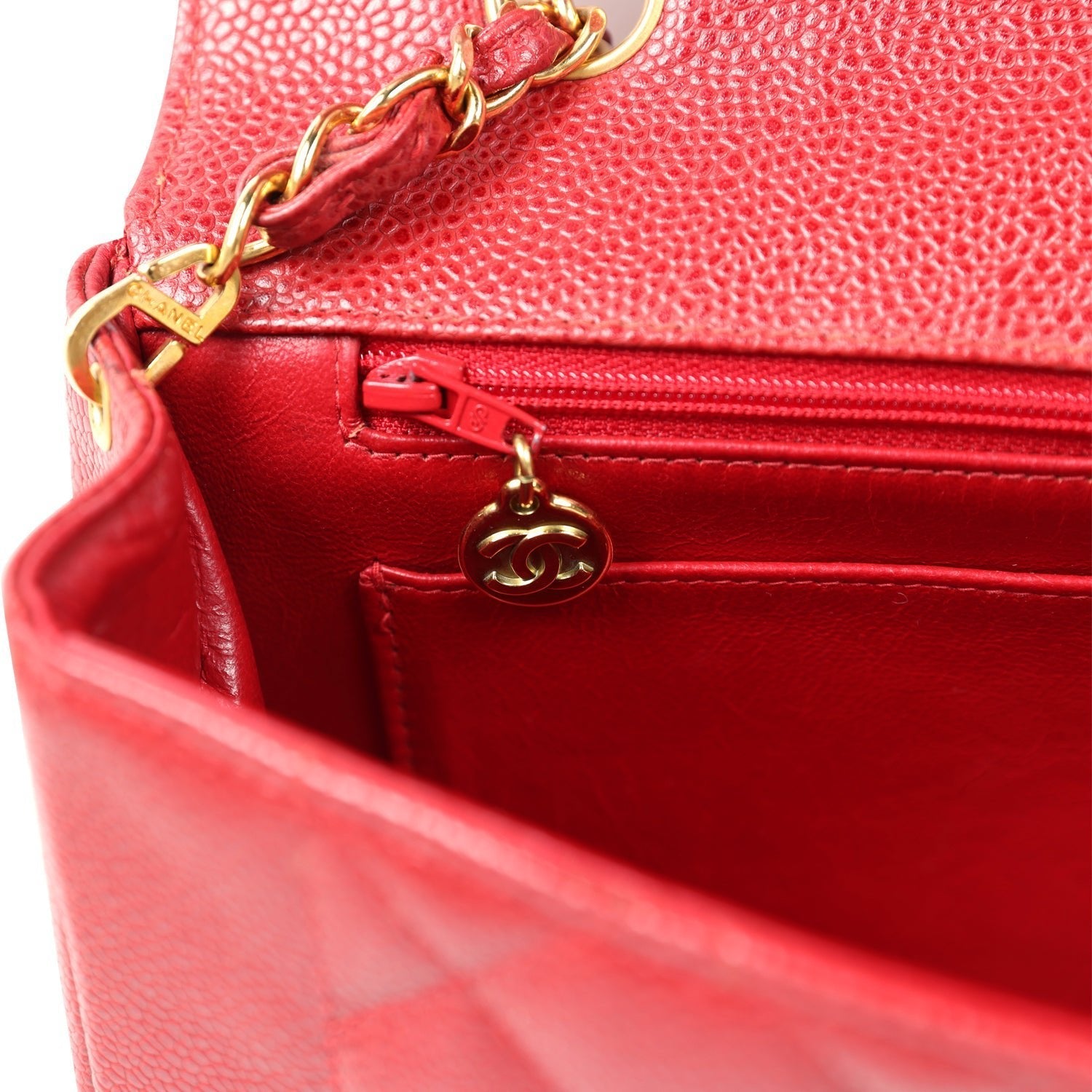 Chanel Vintage Medium Diana Flap Bag Red Caviar Gold Hardware