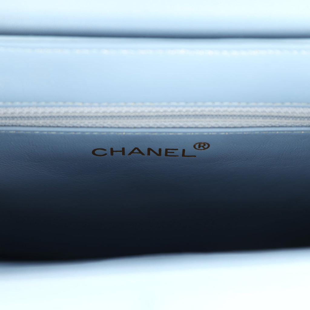 Chanel Vintage Large Kelly Light Blue Lambskin Gold Hardware