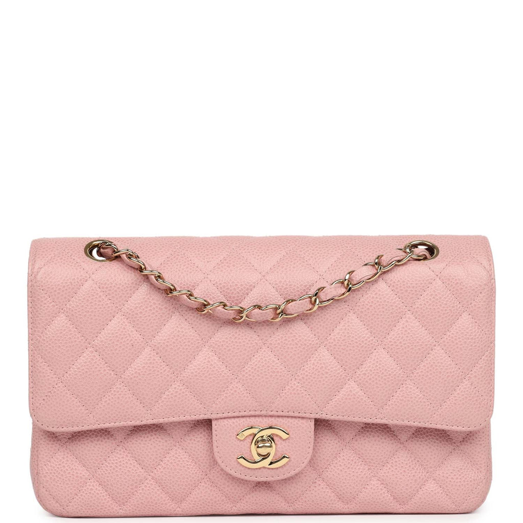 Chanel Vintage Medium Classic Double Flap Bag Pink Caviar Gold Hardware