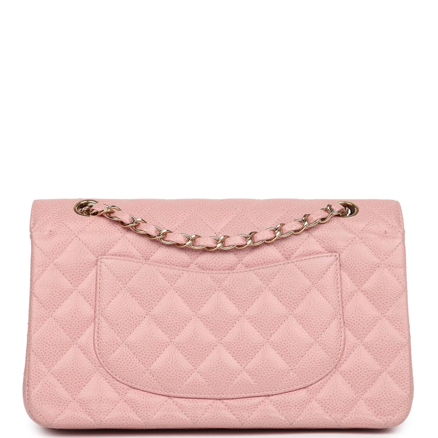 Chanel Vintage Medium Classic Double Flap Bag Pink Caviar Gold Hardware