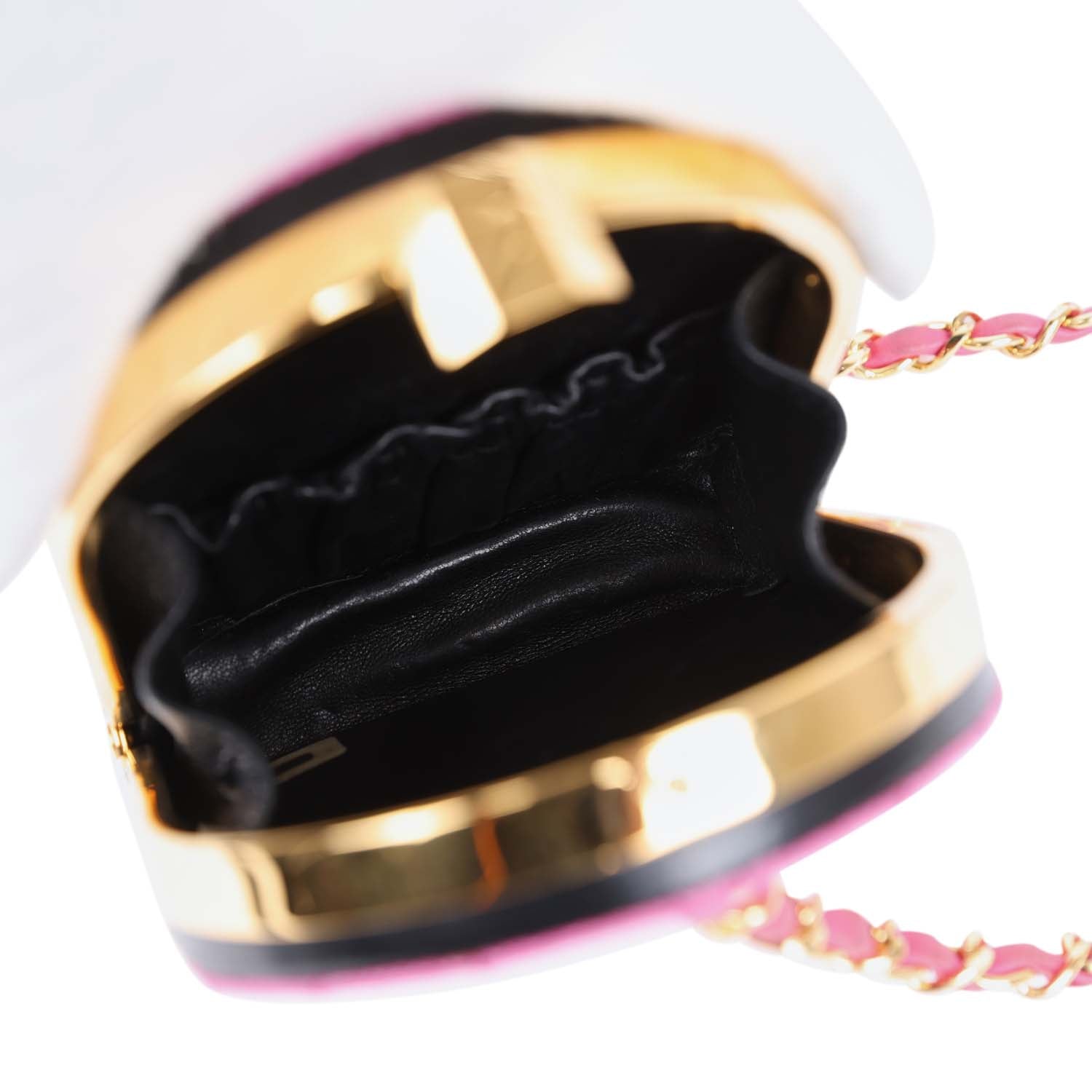 Chanel Vintage Set of Two Mini Bucket Bag & Oval Handbag Pink and Black Raffia Gold Hardware