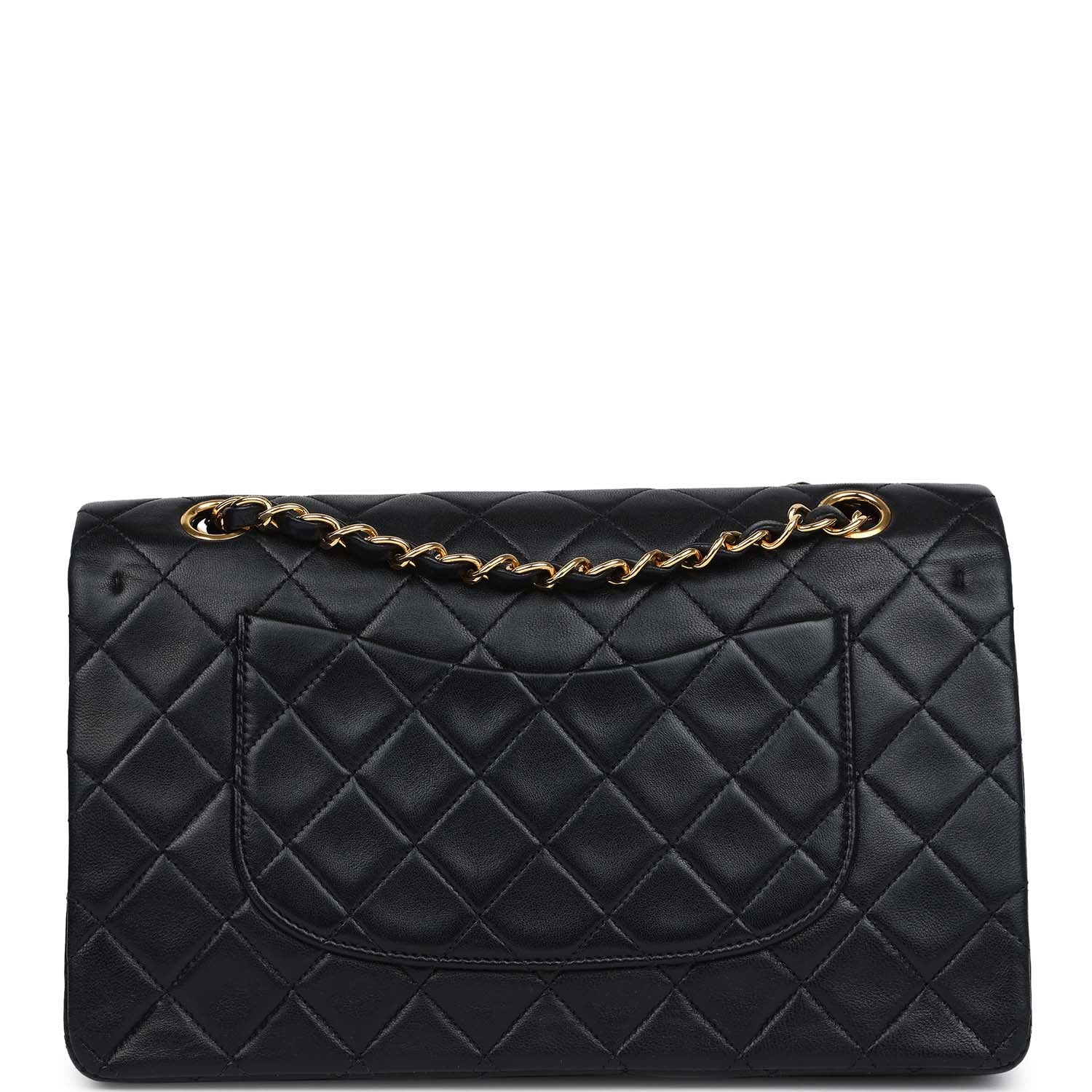 Chanel Vintage Medium Classic Double Flap Bag Black Lambskin Gold Hardware