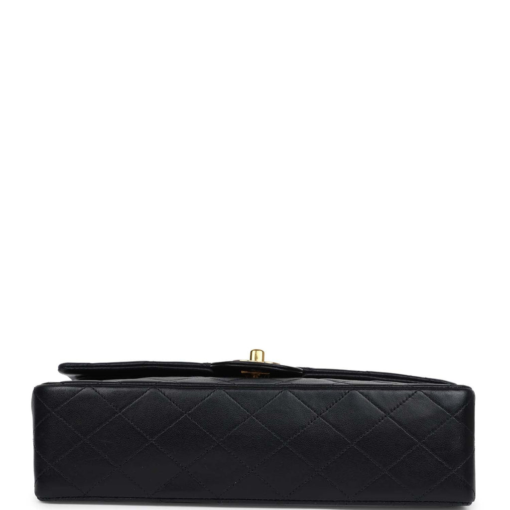Chanel Vintage Medium Classic Double Flap Bag Black Lambskin Gold Hardware