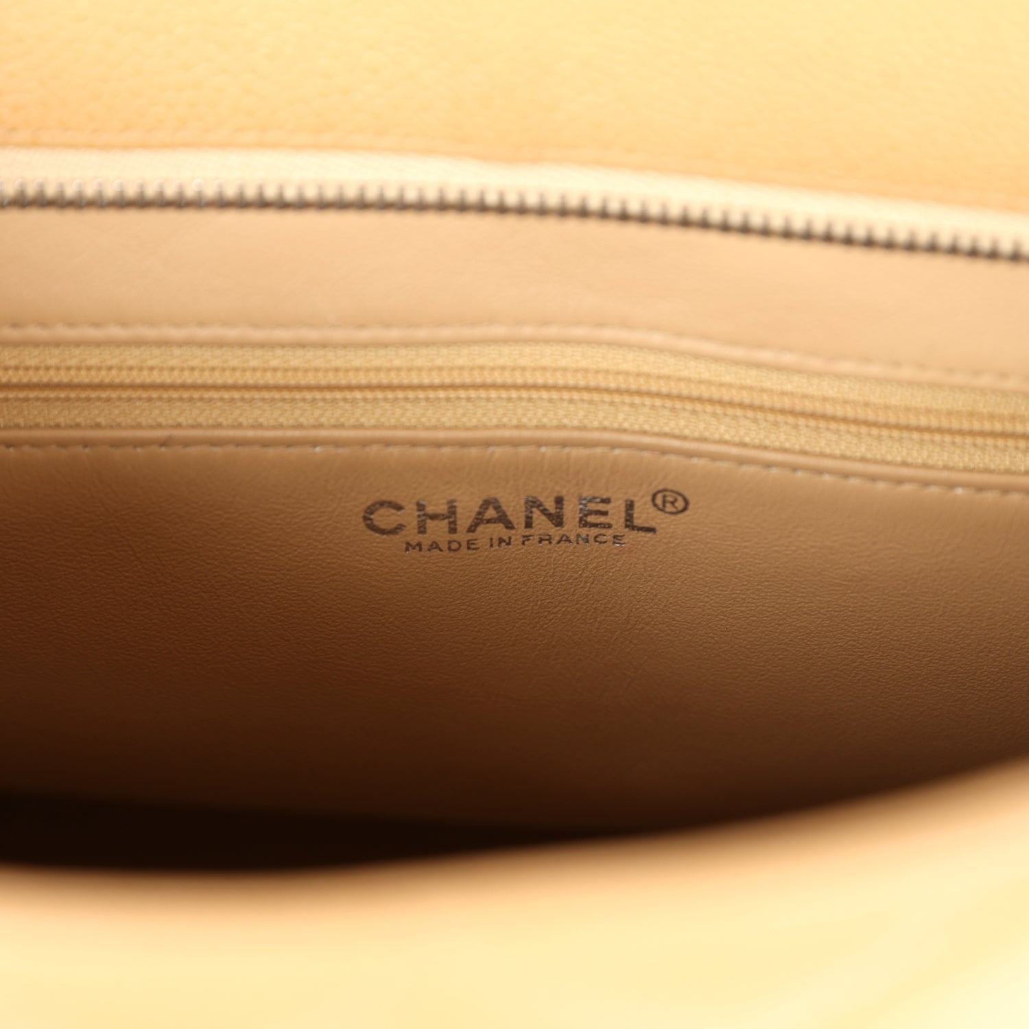 Chanel Vintage Medallion Tote Bag Beige Caviar Silver Hardware
