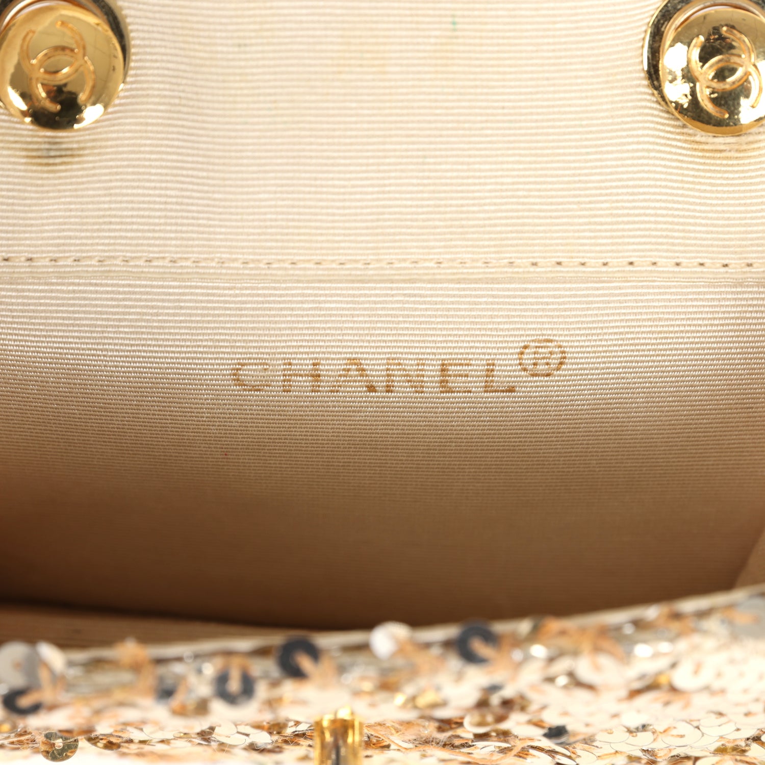 Chanel Vintage Mini Half Flap Bag Gold Sequin Gold Hardware