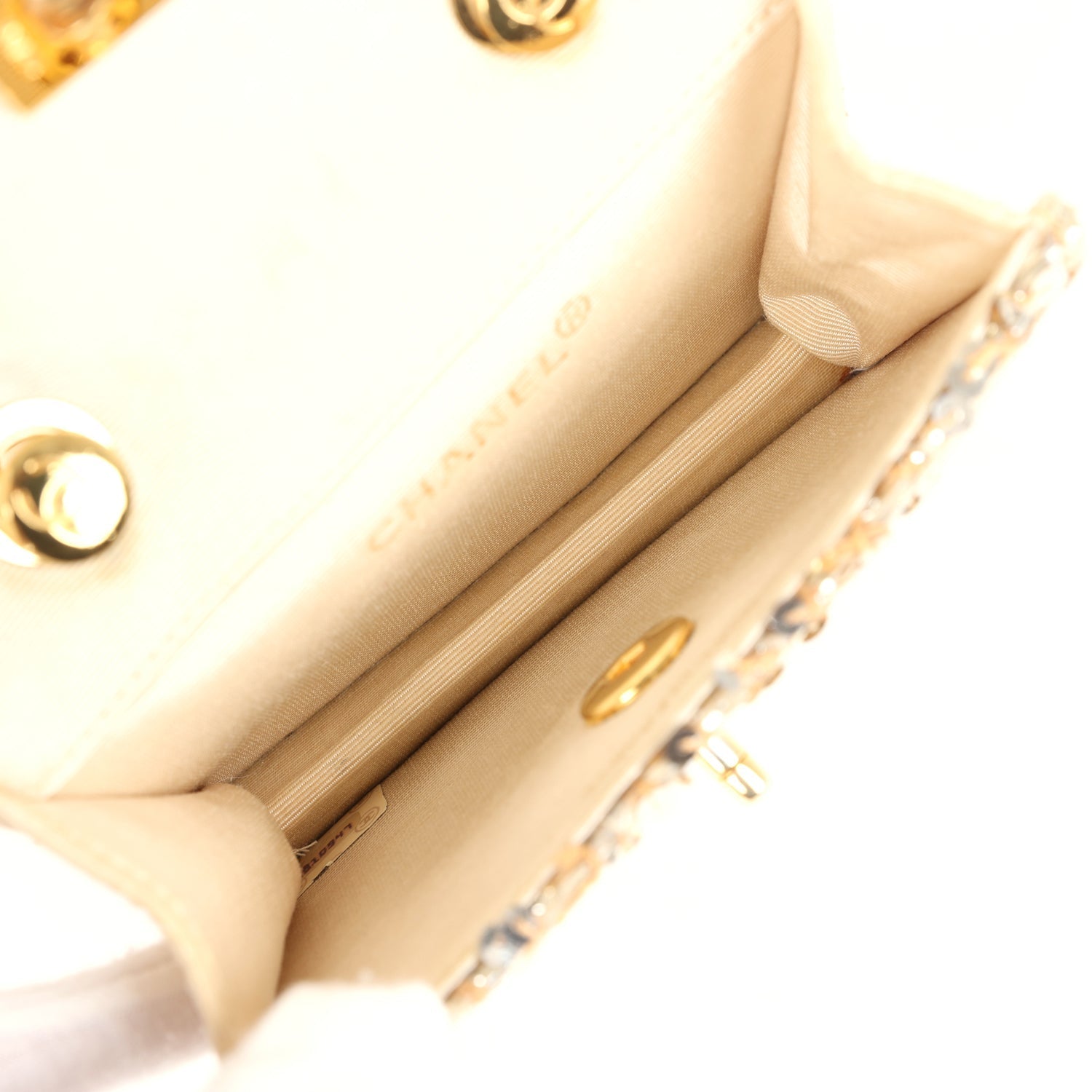 Chanel Vintage Mini Half Flap Bag Gold Sequin Gold Hardware