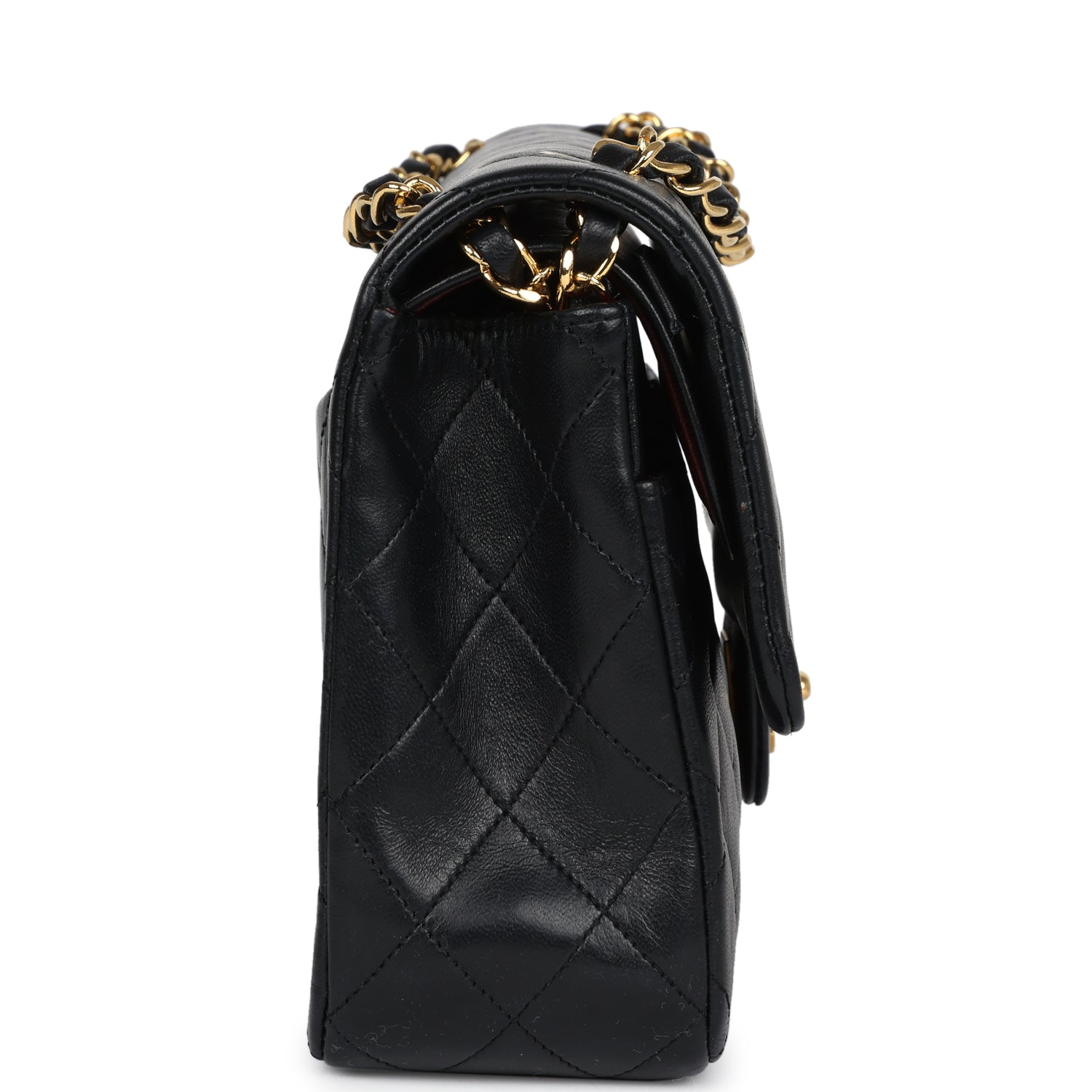Chanel Vintage Medium Classic Double Flap Bag Black Lambskin Gold Hardware