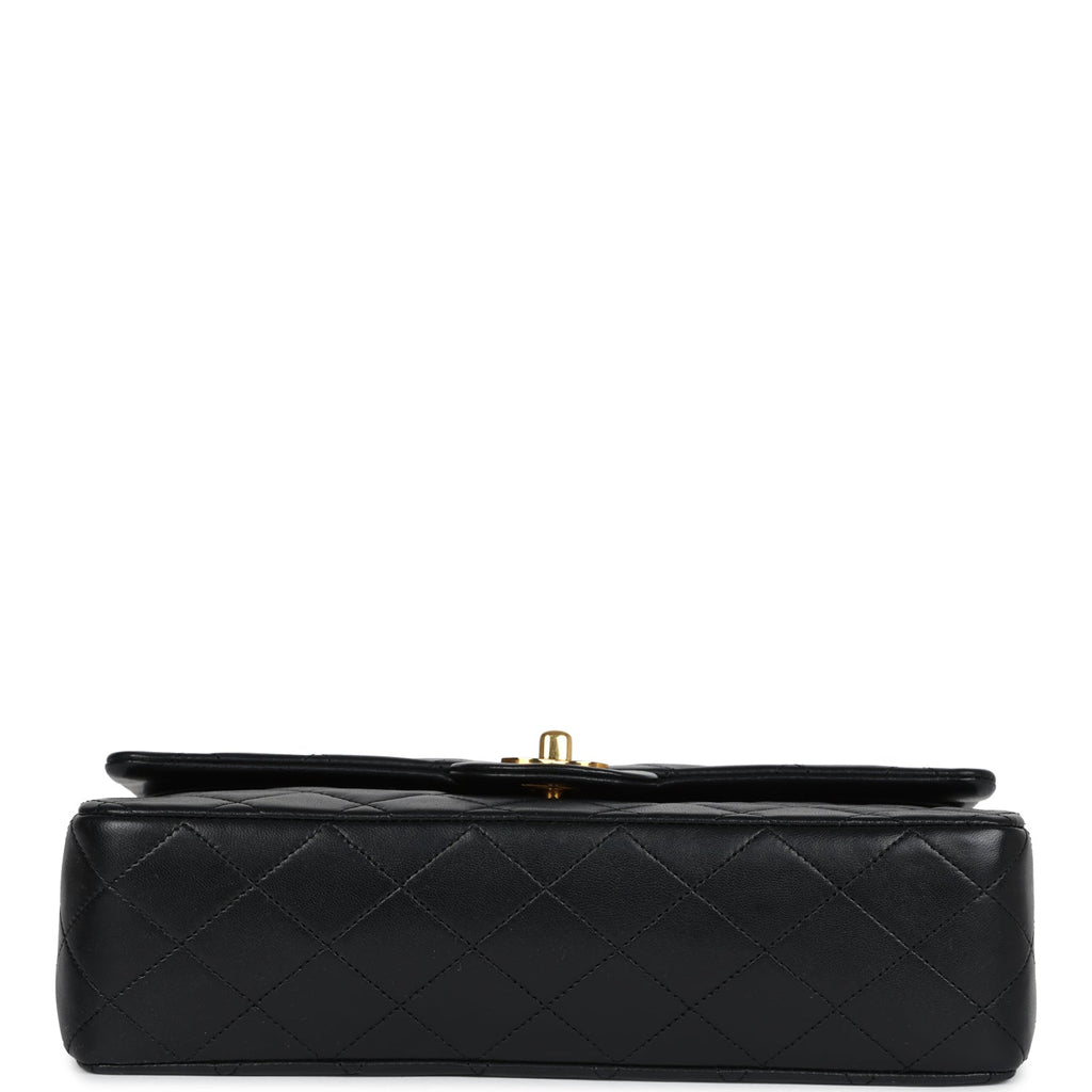 Chanel Vintage Medium Classic Double Flap Bag Black Lambskin Gold Hardware