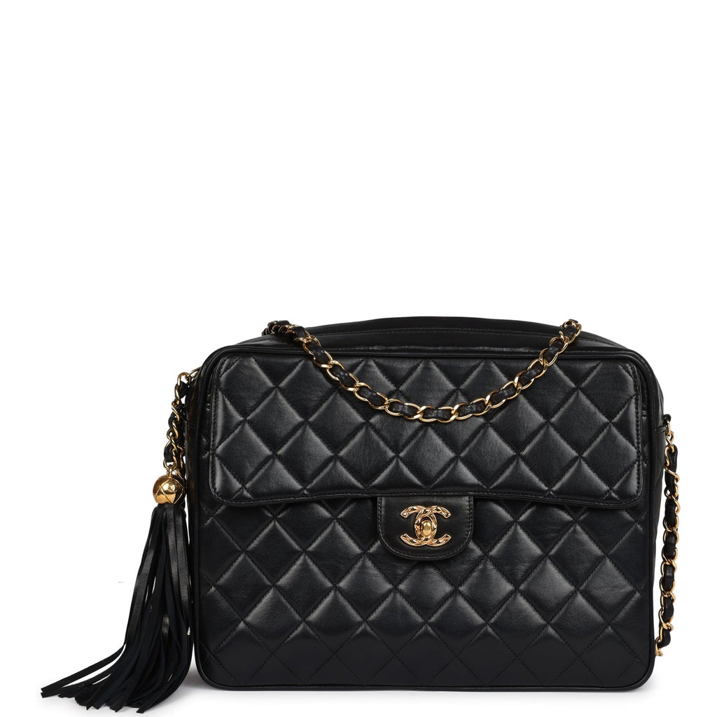 Chanel Vintage Front Pocket Camera Bag Black Lambskin Gold Hardware