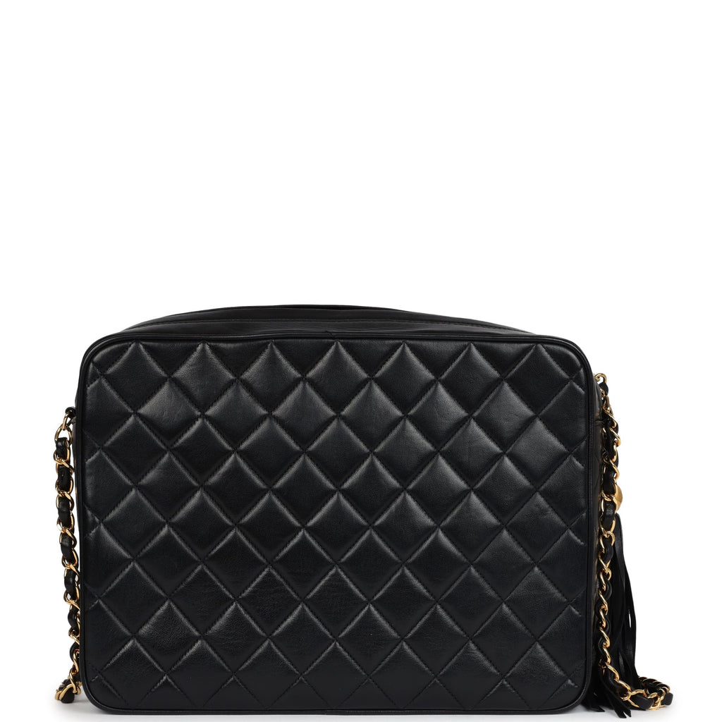 Chanel Vintage Front Pocket Camera Bag Black Lambskin Gold Hardware