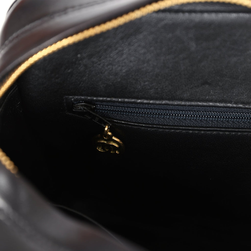 Chanel Vintage Front Pocket Camera Bag Black Lambskin Gold Hardware