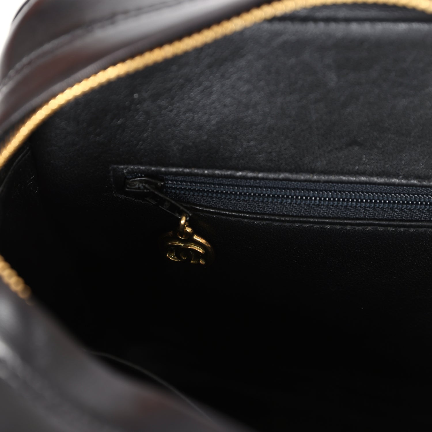 Chanel Vintage Front Pocket Camera Bag Black Lambskin Gold Hardware