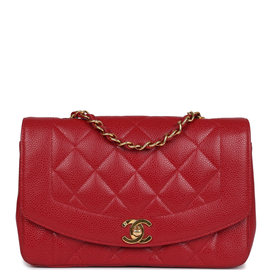 Chanel Vintage Small Diana Flap Bag Red Caviar Gold Hardware
