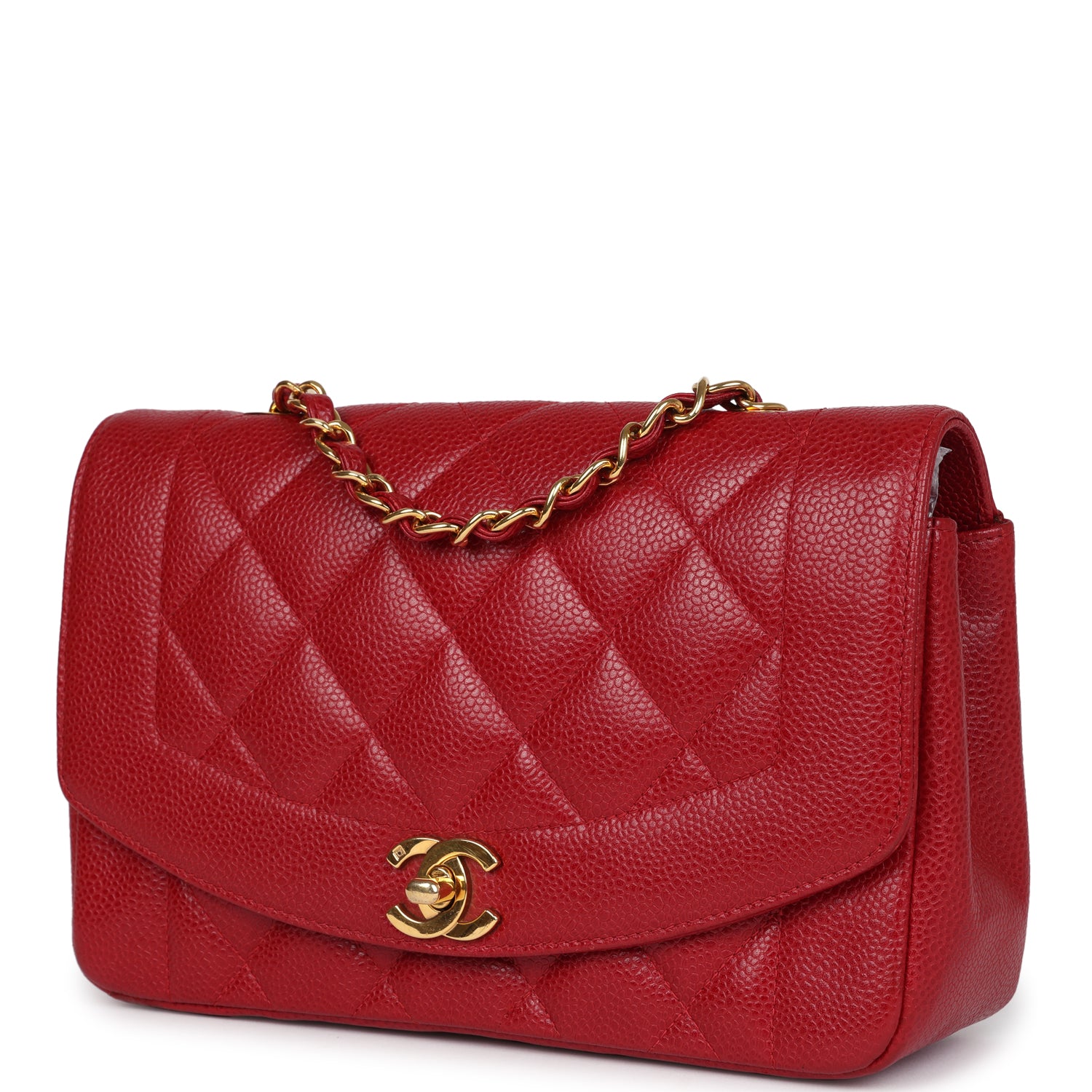 Chanel Vintage Small Diana Flap Bag Red Caviar Gold Hardware