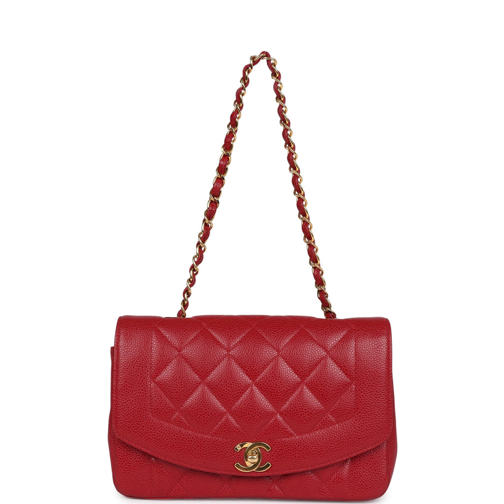 Chanel Vintage Small Diana Flap Bag Red Caviar Gold Hardware