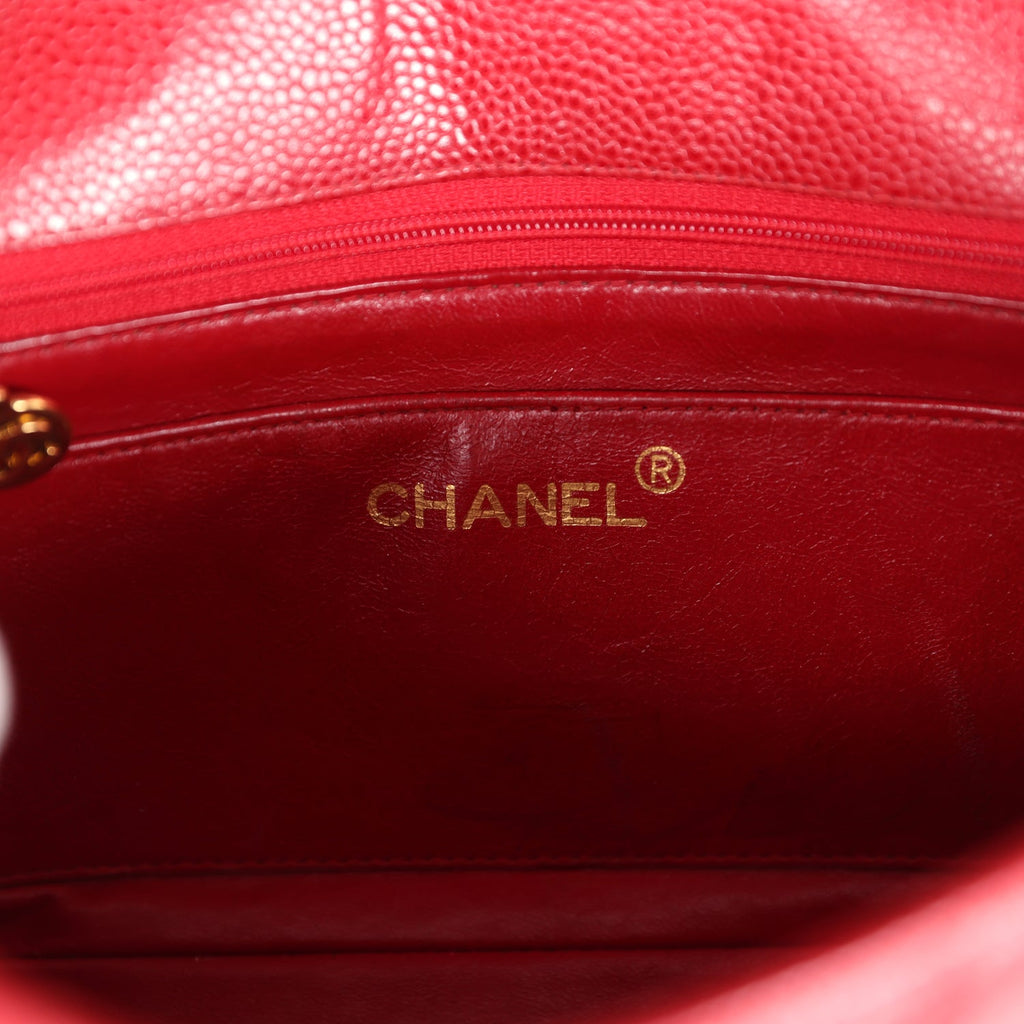 Chanel Vintage Small Diana Flap Bag Red Caviar Gold Hardware