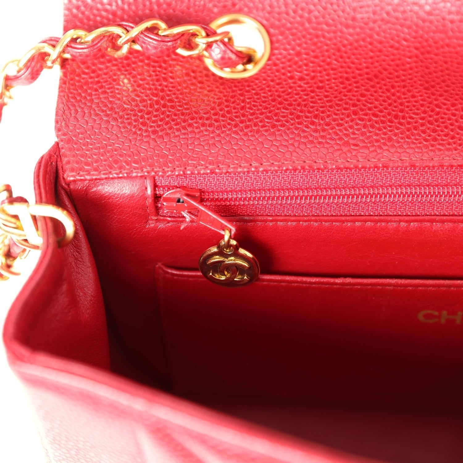 Chanel Vintage Small Diana Flap Bag Red Caviar Gold Hardware