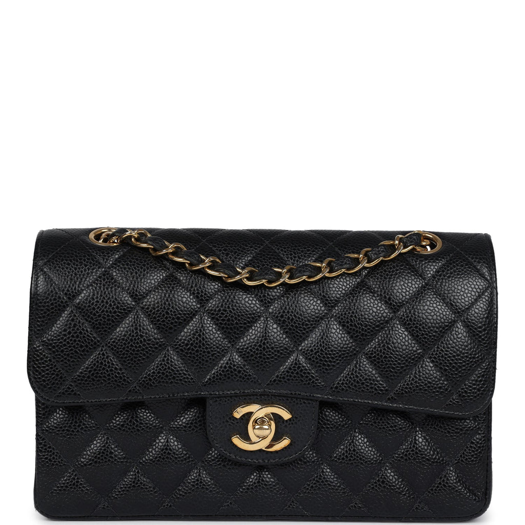 Chanel Vintage Small Classic Double Flap Black Caviar Gold Hardware
