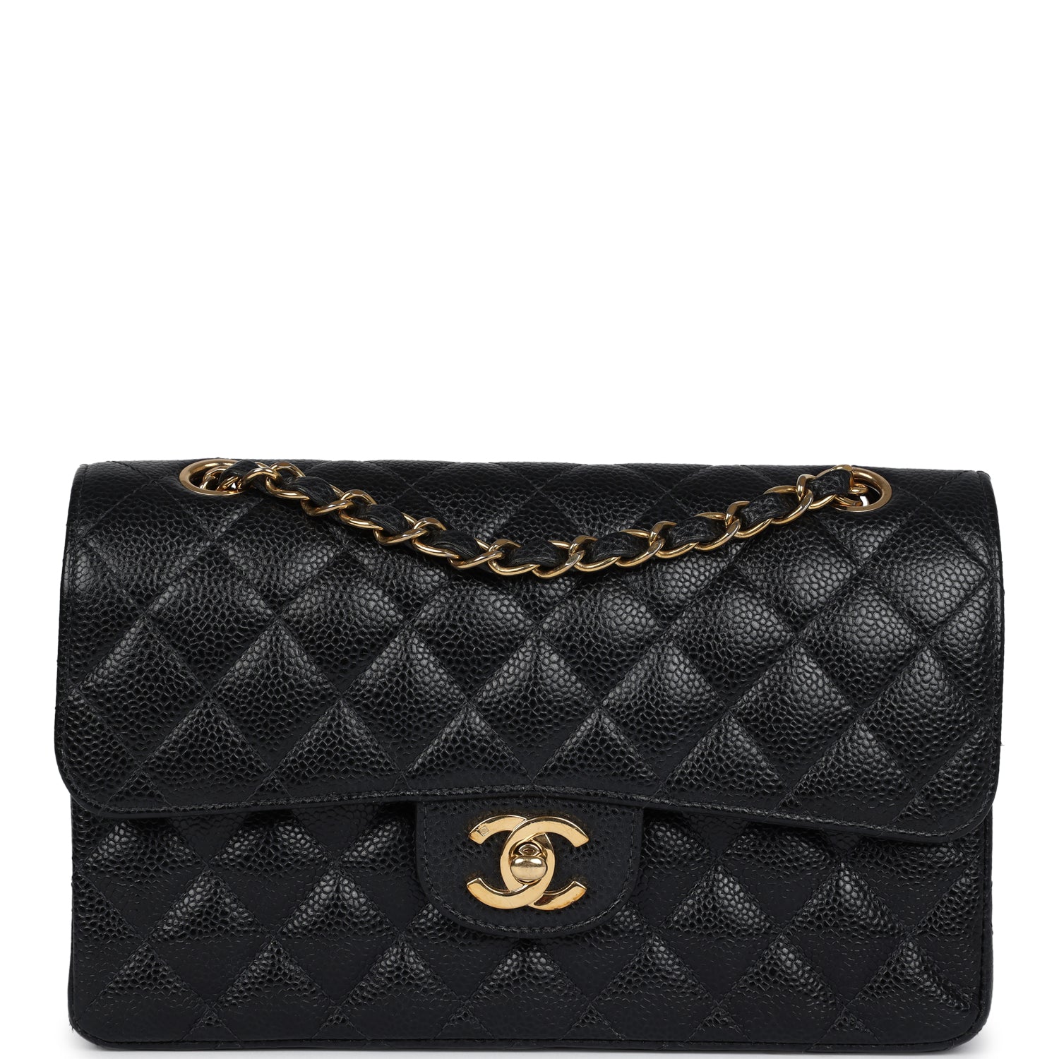 Chanel Vintage Small Classic Double Flap Black Caviar Gold Hardware