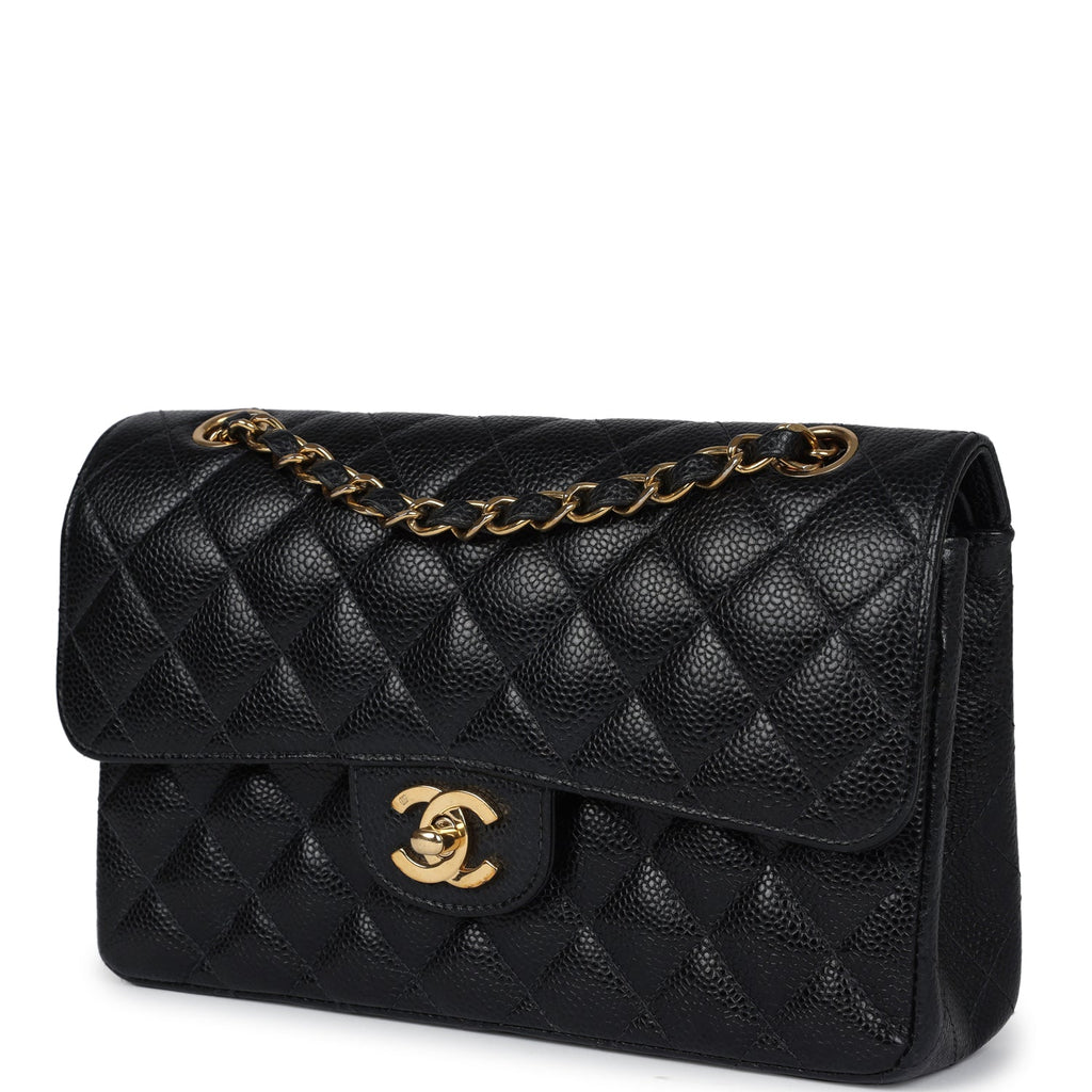 Chanel Vintage Small Classic Double Flap Black Caviar Gold Hardware