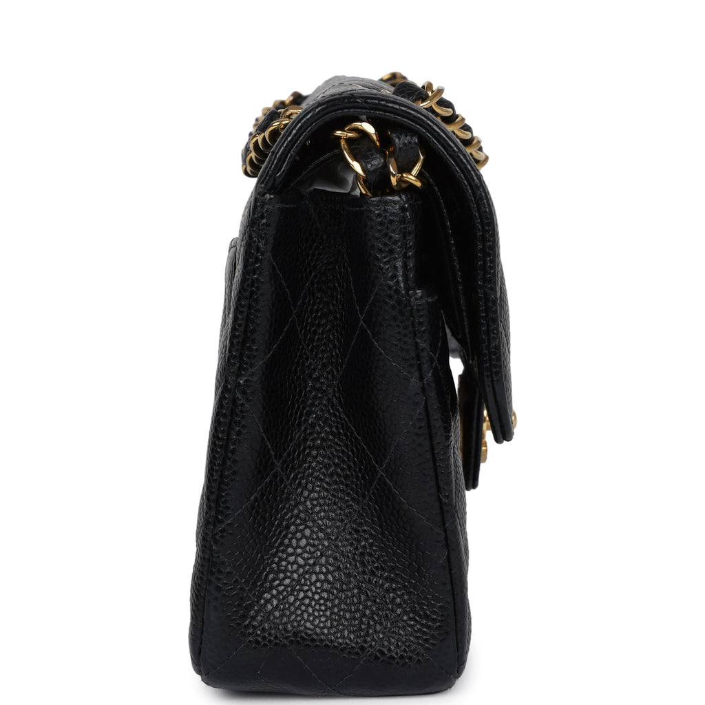 Chanel Vintage Small Classic Double Flap Black Caviar Gold Hardware