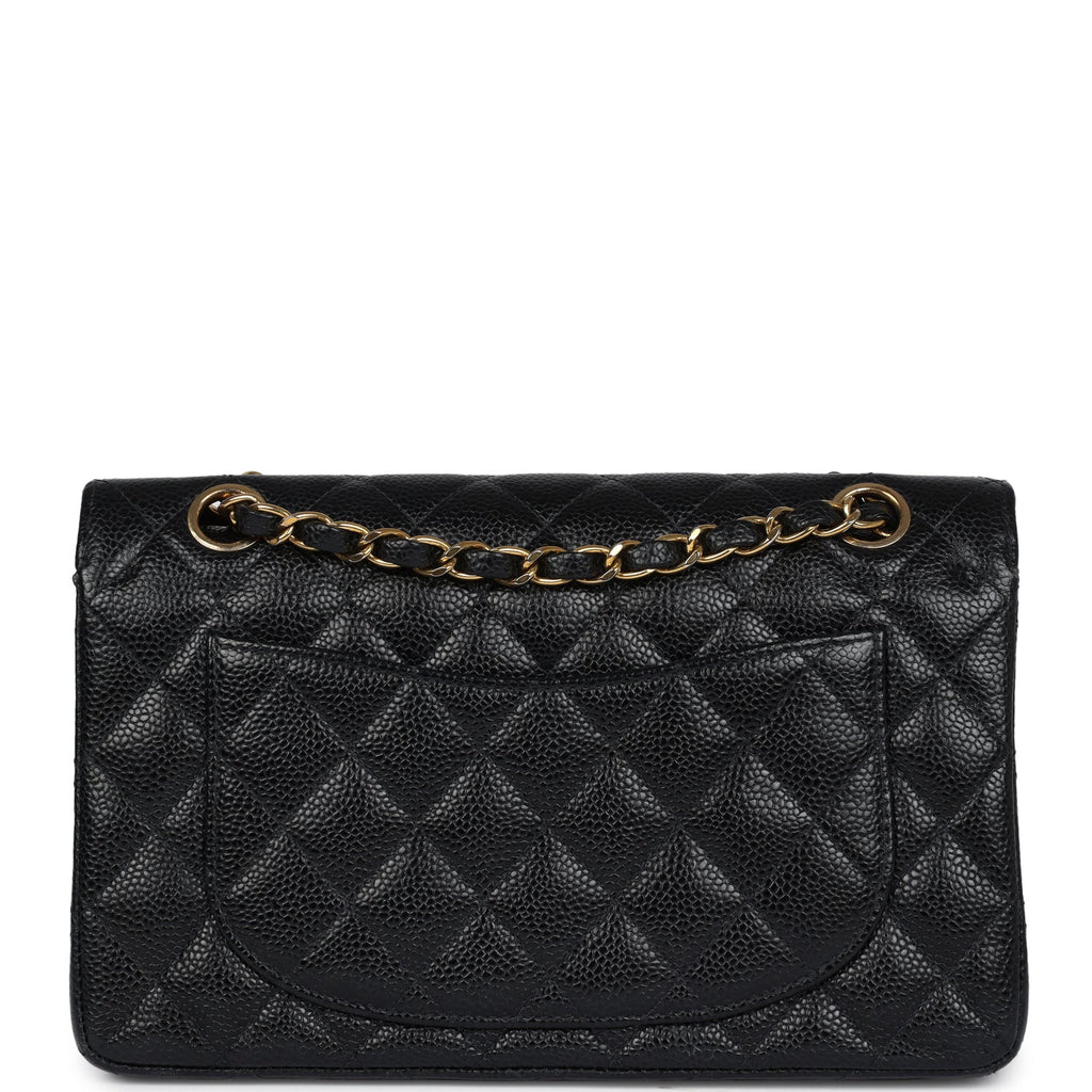 Chanel Vintage Small Classic Double Flap Black Caviar Gold Hardware