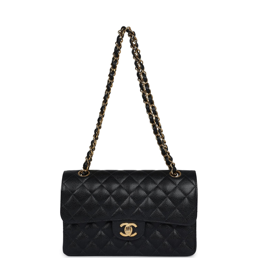 Chanel Vintage Small Classic Double Flap Black Caviar Gold Hardware