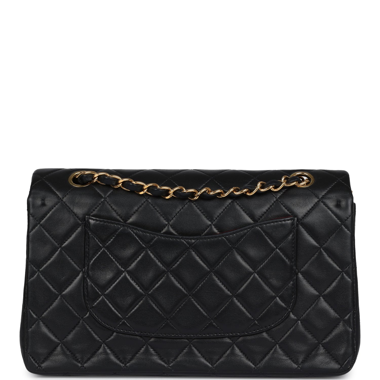 Chanel Vintage Medium Classic Double Flap Bag Black Lambskin Gold Hardware
