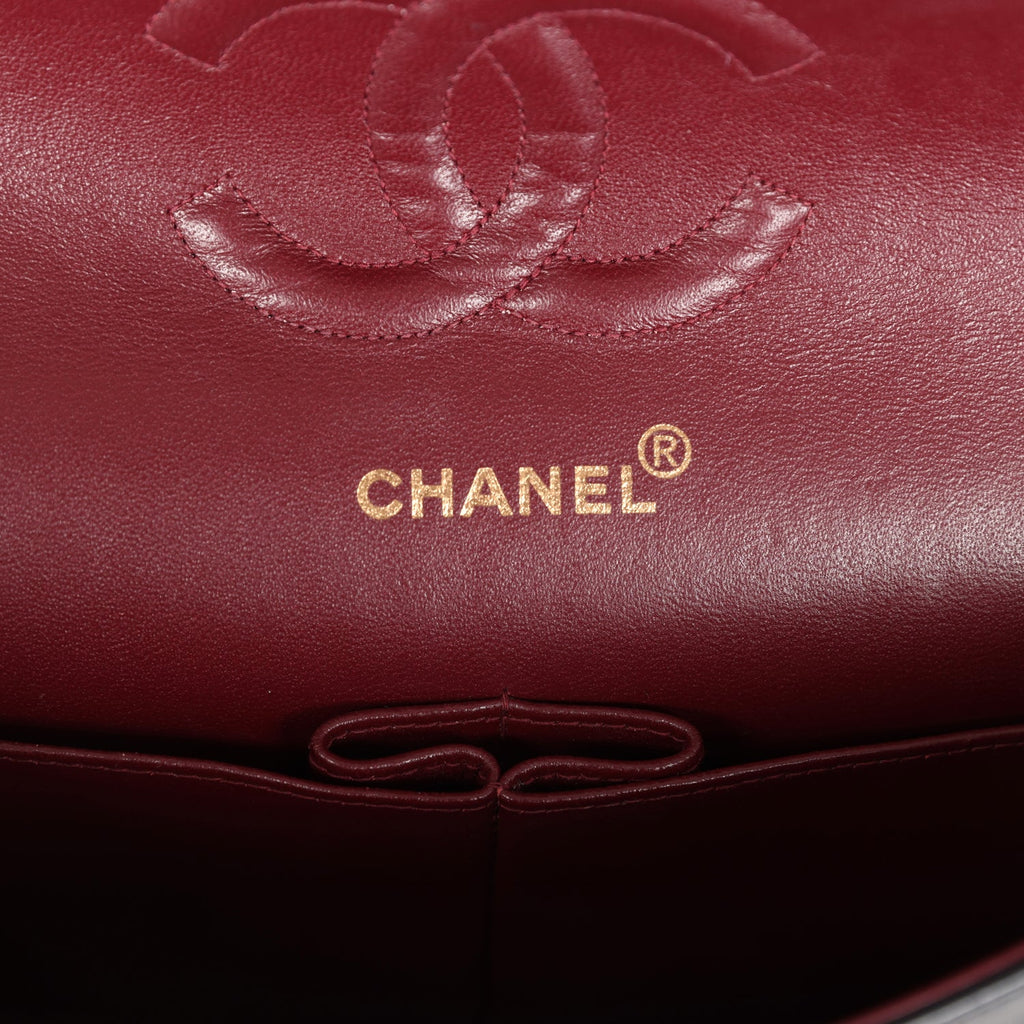 Chanel Vintage Medium Classic Double Flap Bag Black Lambskin Gold Hardware