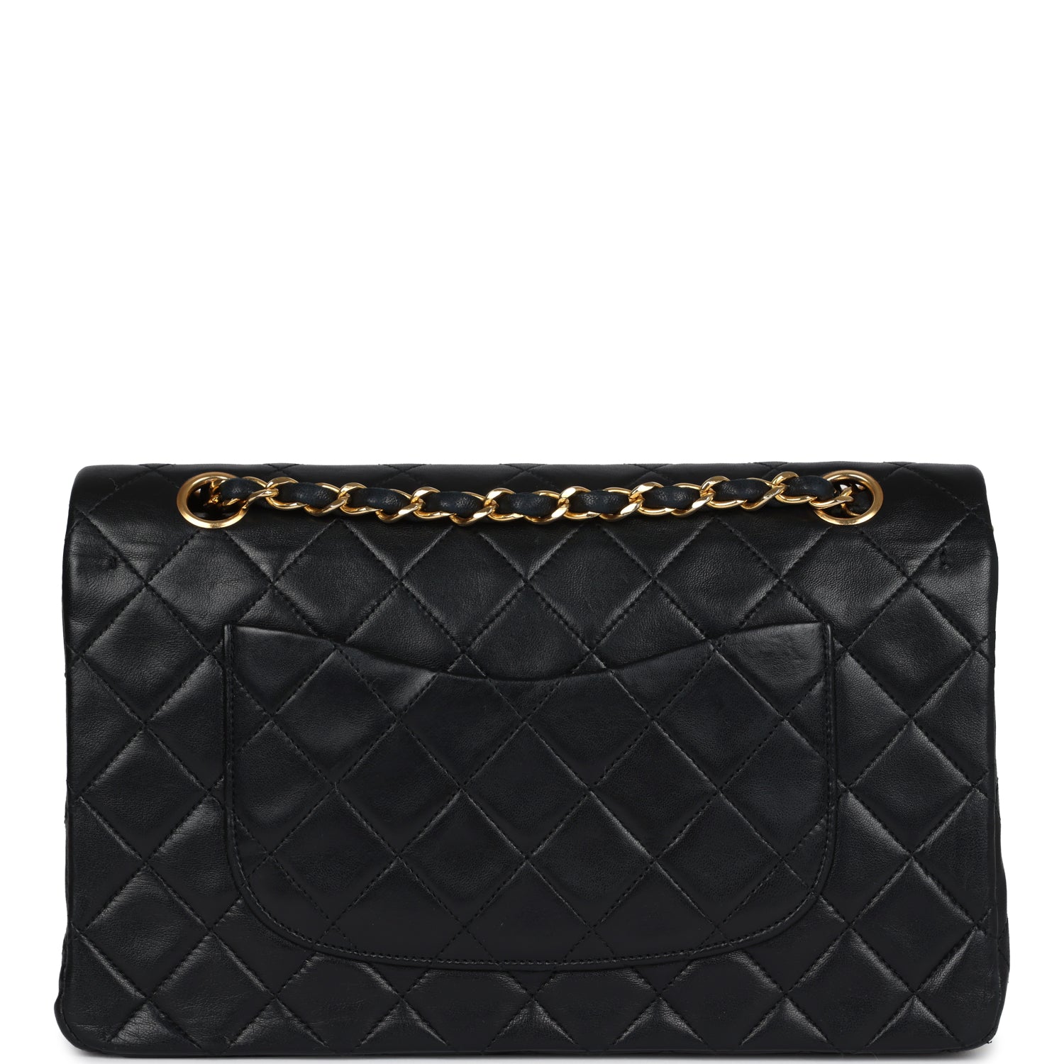 Chanel Vintage Medium Classic Double Flap Bag Black Lambskin Gold Hardware