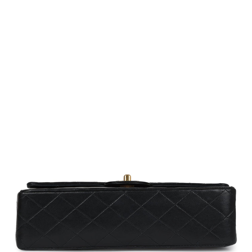 Chanel Vintage Medium Classic Double Flap Bag Black Lambskin Gold Hardware