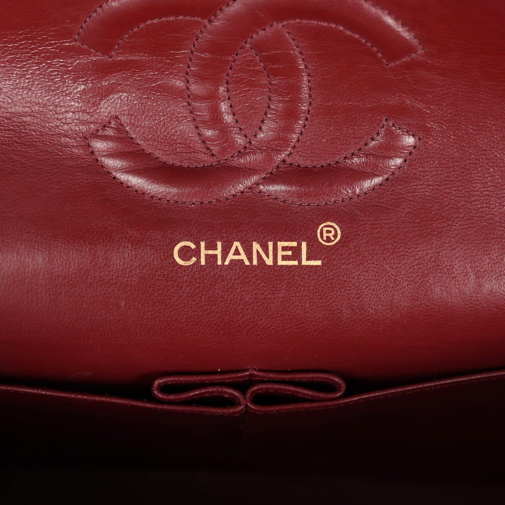 Chanel Vintage Medium Classic Double Flap Bag Black Lambskin Gold Hardware